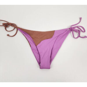 L*Space Dani Bikini Bottom in Pink Brown Size Medium Adjustable Tie Straps NWOT